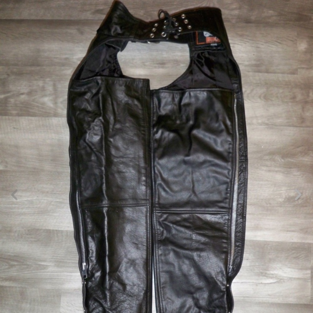Womens Silver Leather Motorcycle Chaps Pants XXXS